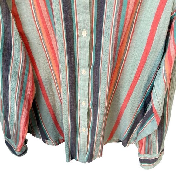 LRL Ralph Lauren Striped Button Down Gauzy Lightweight Shirt in Size Medium - Picture 8 of 13